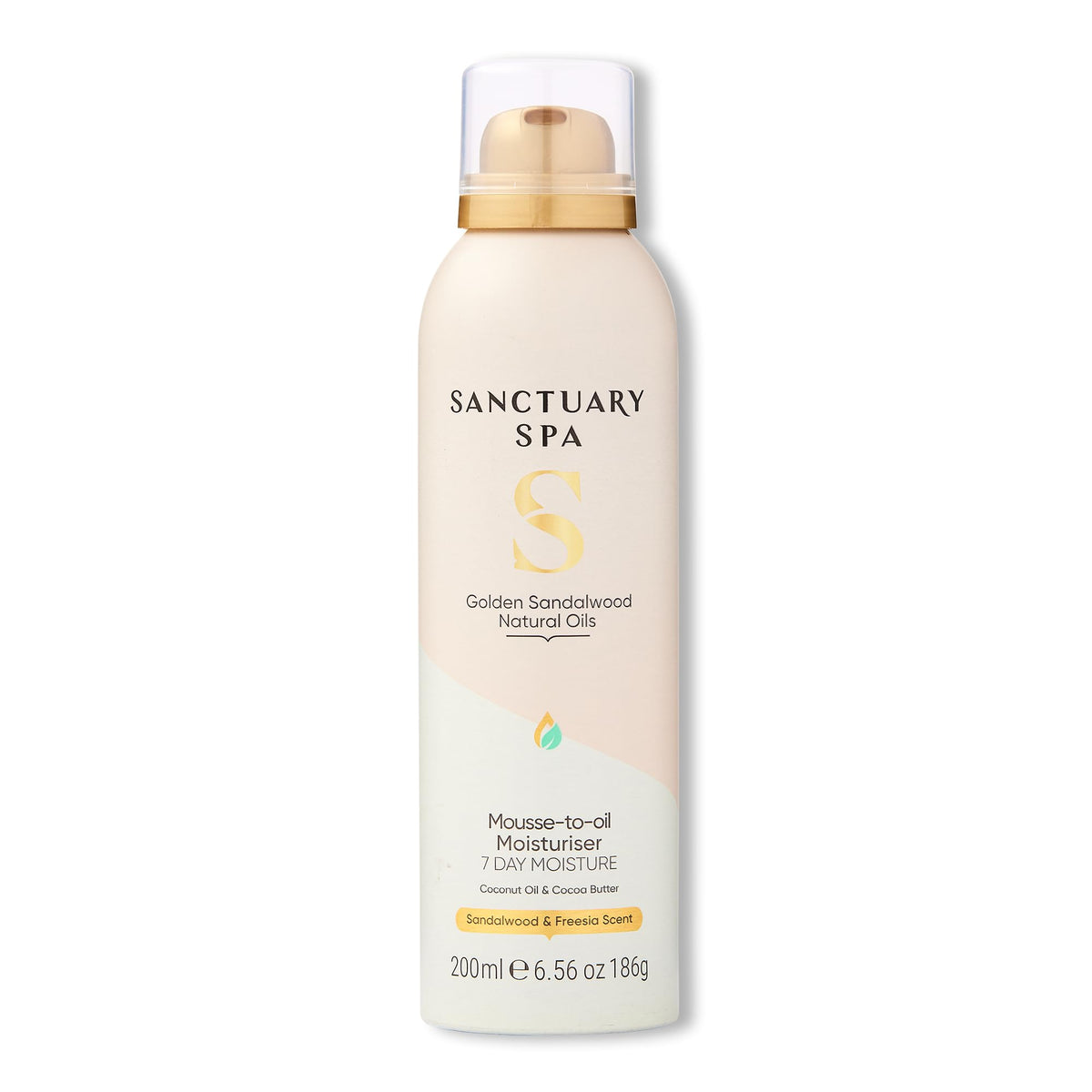 Sanctuary Spa Golden Sandalwood Mousse to Oil Moisturiser - 7 Day Moisture, Coconut Oil, Shea Butter, Vegan, 200ml - Damaged Box