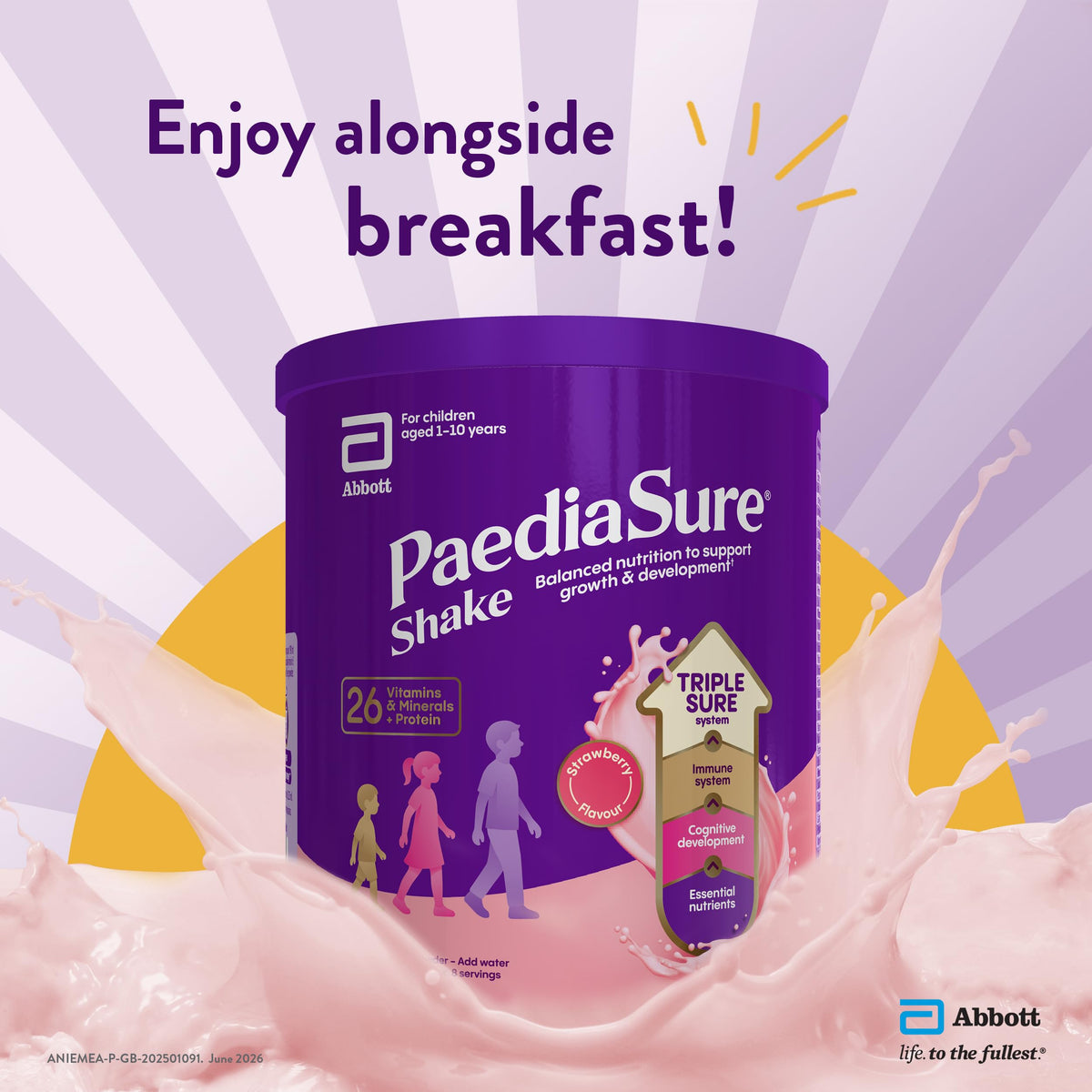 PaediaSure Shake Strawberry - Multivitamin Kids Nutritional Supplement 400g Powder - New - BBE 05/2027