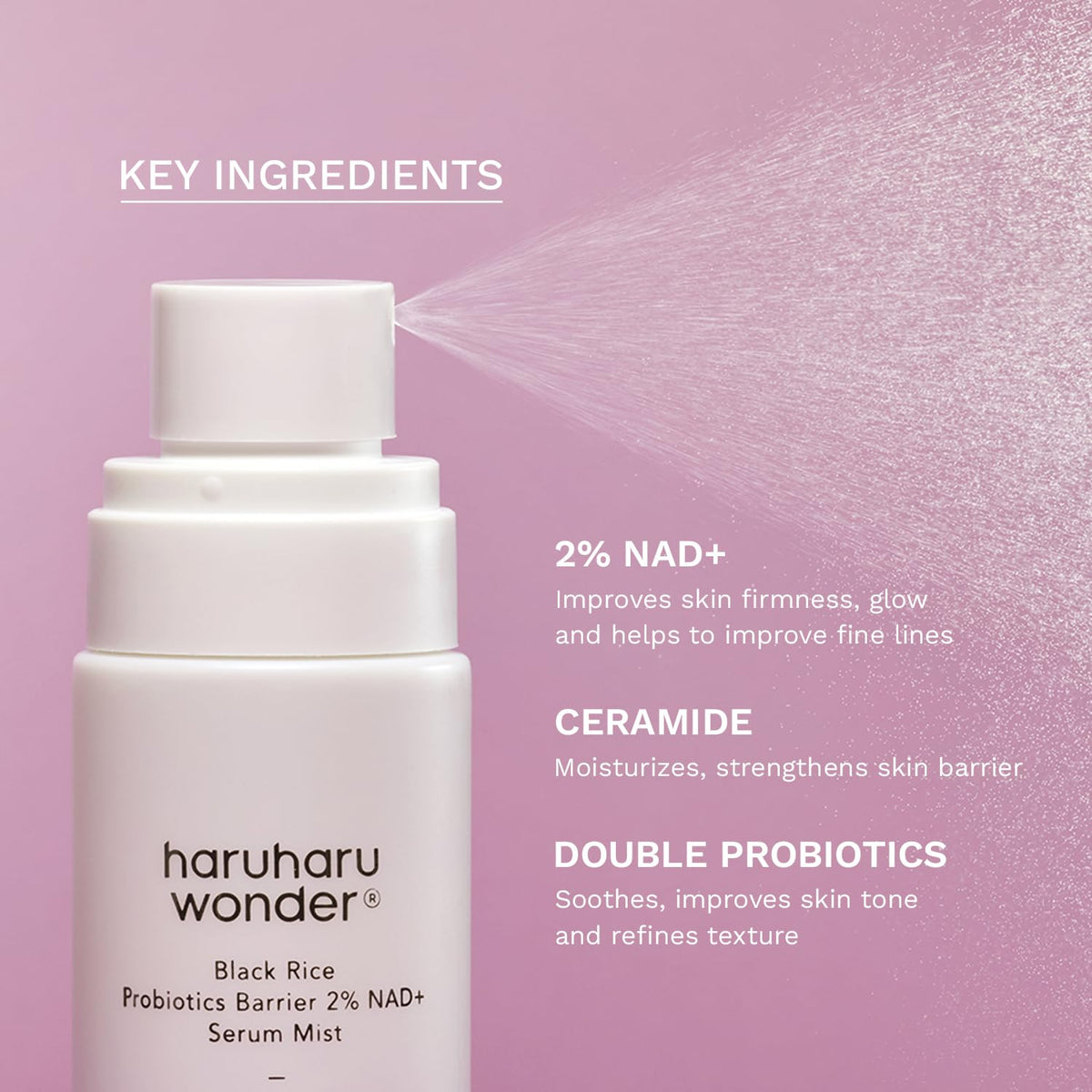 haruharu wonder Black Rice Probiotics 2% NAD+ Serum Mist - 80ml Facial Skin Care Spray - Damaged Box