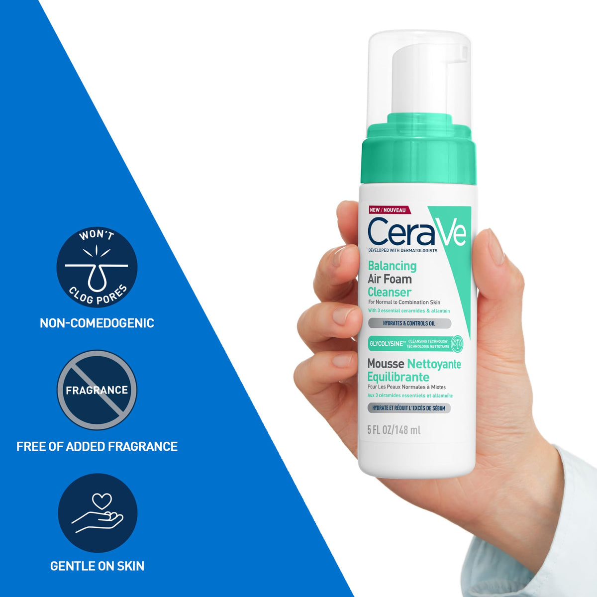 CeraVe Balancing Foaming Cleanser - 3 Ceramides - Combination Skin - 148ml Face Wash Gel - Damaged Box