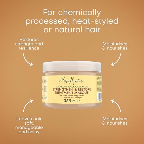 SheaMoisture Jamaican Black Castor Oil Strengthen & Restore Hair Treatment Mask - 355ml Deep Conditioner for Damaged Hair - New