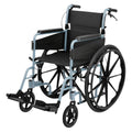 Days Self Propelled Folding Wheelchair - Lightweight Aluminium Adult Mobility Aid - Removable Footrests - Silver/Blue Compact Travel Chair - Damaged Box