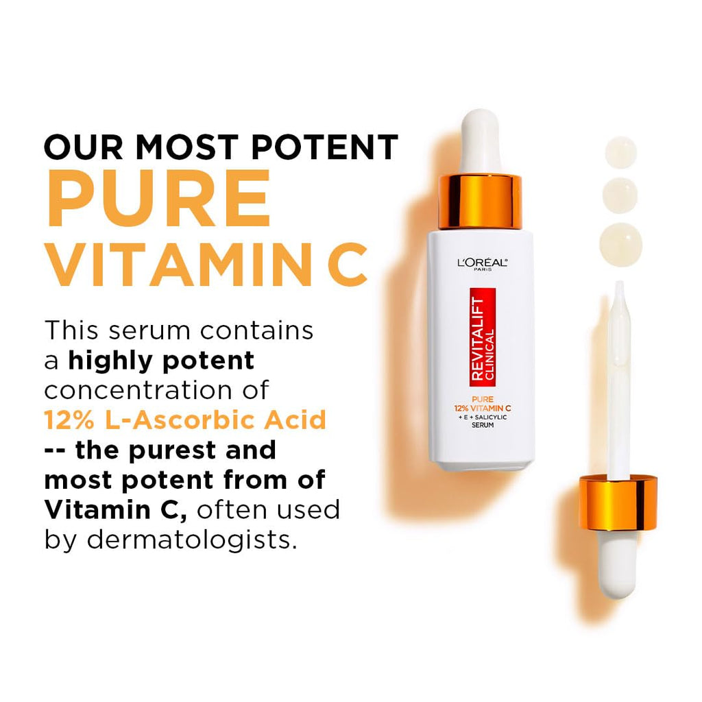 L'Oreal Paris Revitalift Clinical 12% Pure Vitamin C Serum - 30ml Face Anti-Ageing Brightening Skin Care - Damaged Box