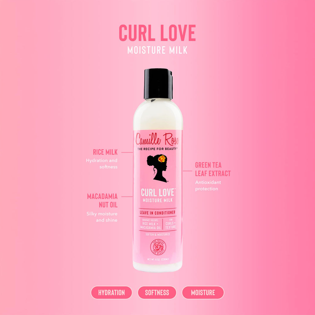 Camille Rose Curl Love Moisture Milk Leave-In Conditioner - 240ml Hydrating Hair Treatment - New