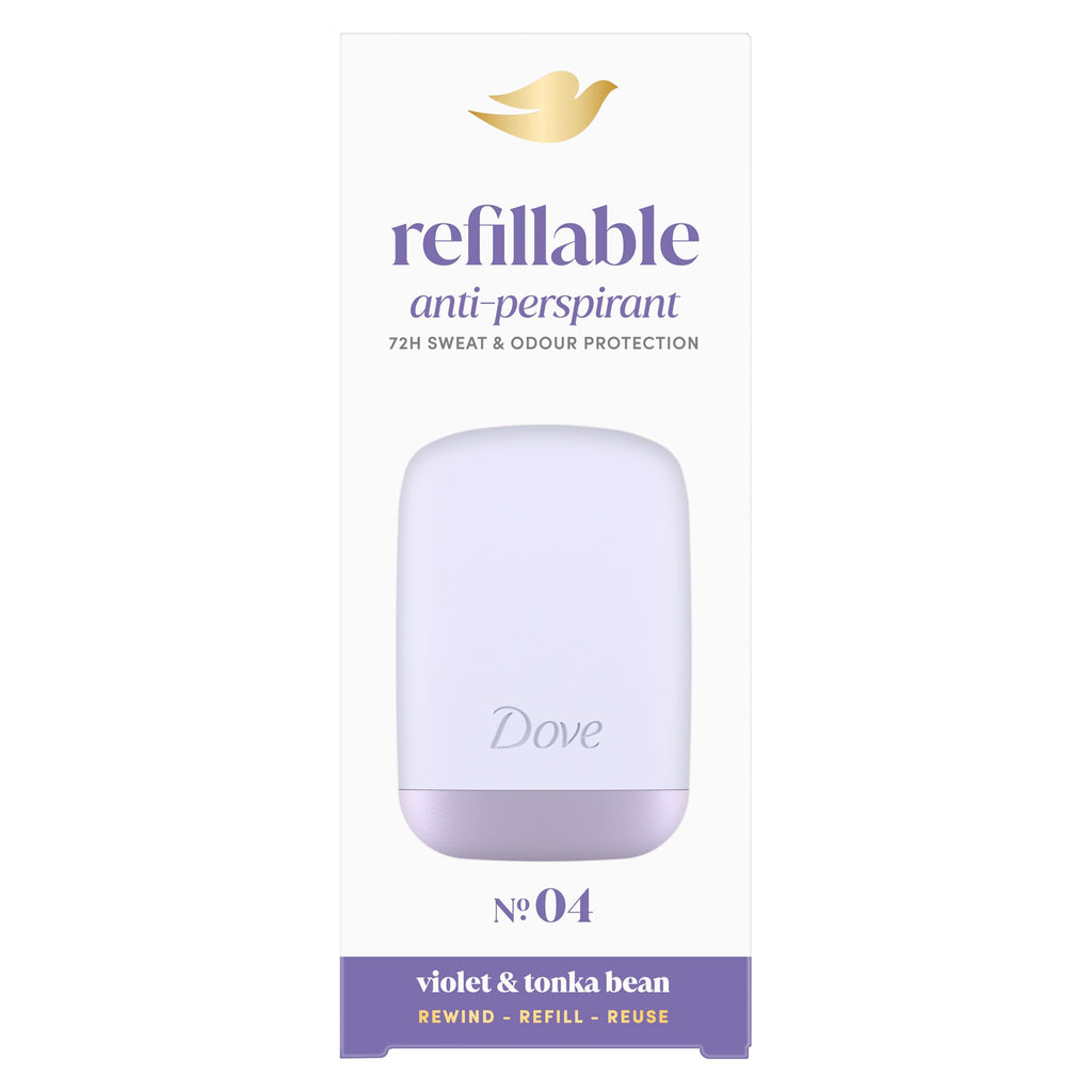 Dove Violet & Tonka Bean Anti-Perspirant Starter Kit - 72h Odour Protection - Women's Deodorant Stick - 1 Case, 1 x 35ml Refill - Damaged Box