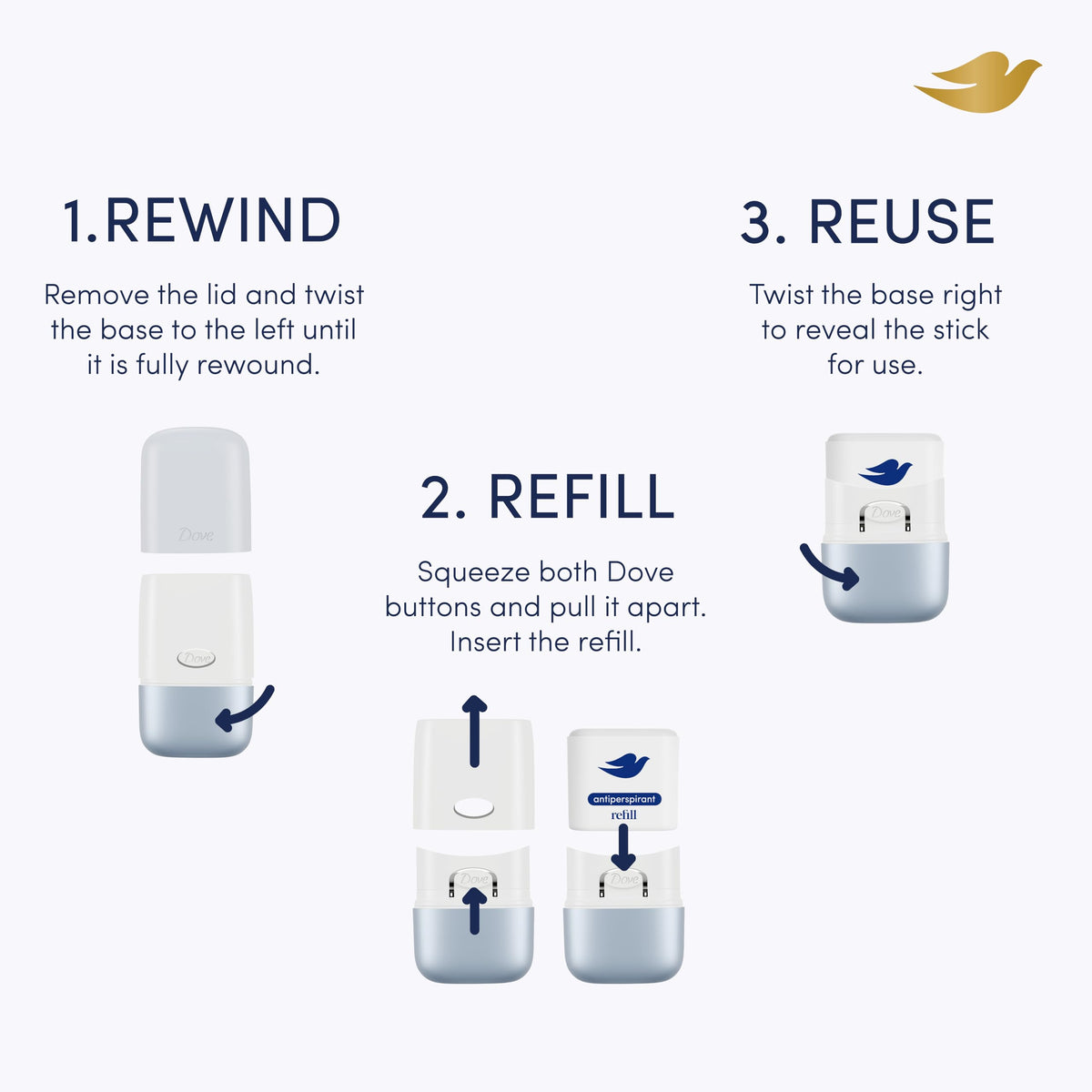 Dove Violet & Tonka Bean Anti-Perspirant Starter Kit - 72h Odour Protection - Women's Deodorant Stick - 1 Case, 1 x 35ml Refill - Damaged Box