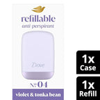 Dove Violet & Tonka Bean Anti-Perspirant Starter Kit - 72h Odour Protection - Women's Deodorant Stick - 1 Case, 1 x 35ml Refill - Damaged Box