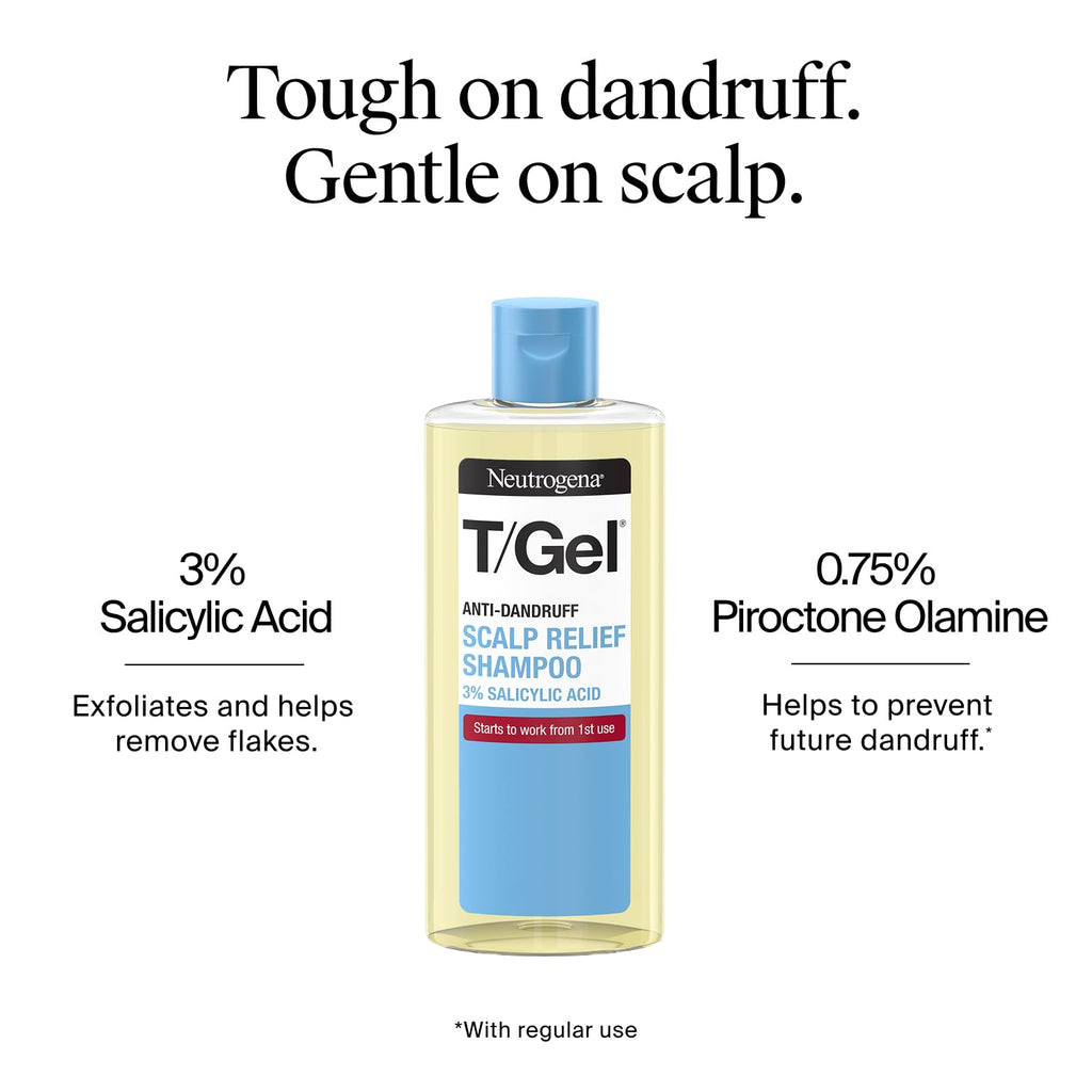 Neutrogena T/Gel Scalp Relief Anti-Dandruff Shampoo 250ml - 3% Salicylic Acid - Psoriasis & Dermatitis Treatment - Damaged Box