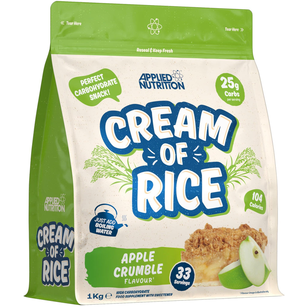 Applied Nutrition Cream of Rice - 1kg Apple Crumble - High Carb Vegan Energy Supplement Breakfast Snack Low Sugar Fat - New - BBE 05/2028