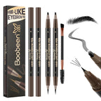 Boobeen Waterproof Eyebrow Pen - Dual-Ended Eyeliner Brow Pencil with Brush - Long Lasting Hair-Like - Dark Brown - 2 Pack - New