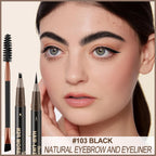 Boobeen Waterproof Eyebrow Pen - Dual-Ended Eyeliner Brow Pencil with Brush - Long Lasting Hair-Like - Dark Brown - 2 Pack - New