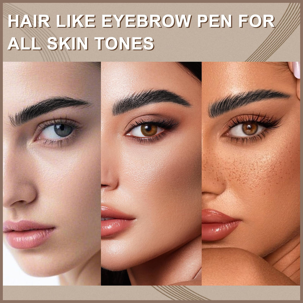 Boobeen Waterproof Eyebrow Pen - Dual-Ended Eyeliner Brow Pencil with Brush - Long Lasting Hair-Like - Dark Brown - 2 Pack - New