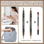 Boobeen Waterproof Eyebrow Pen - Dual-Ended Eyeliner Brow Pencil with Brush - Long Lasting Hair-Like - Dark Brown - 2 Pack - New