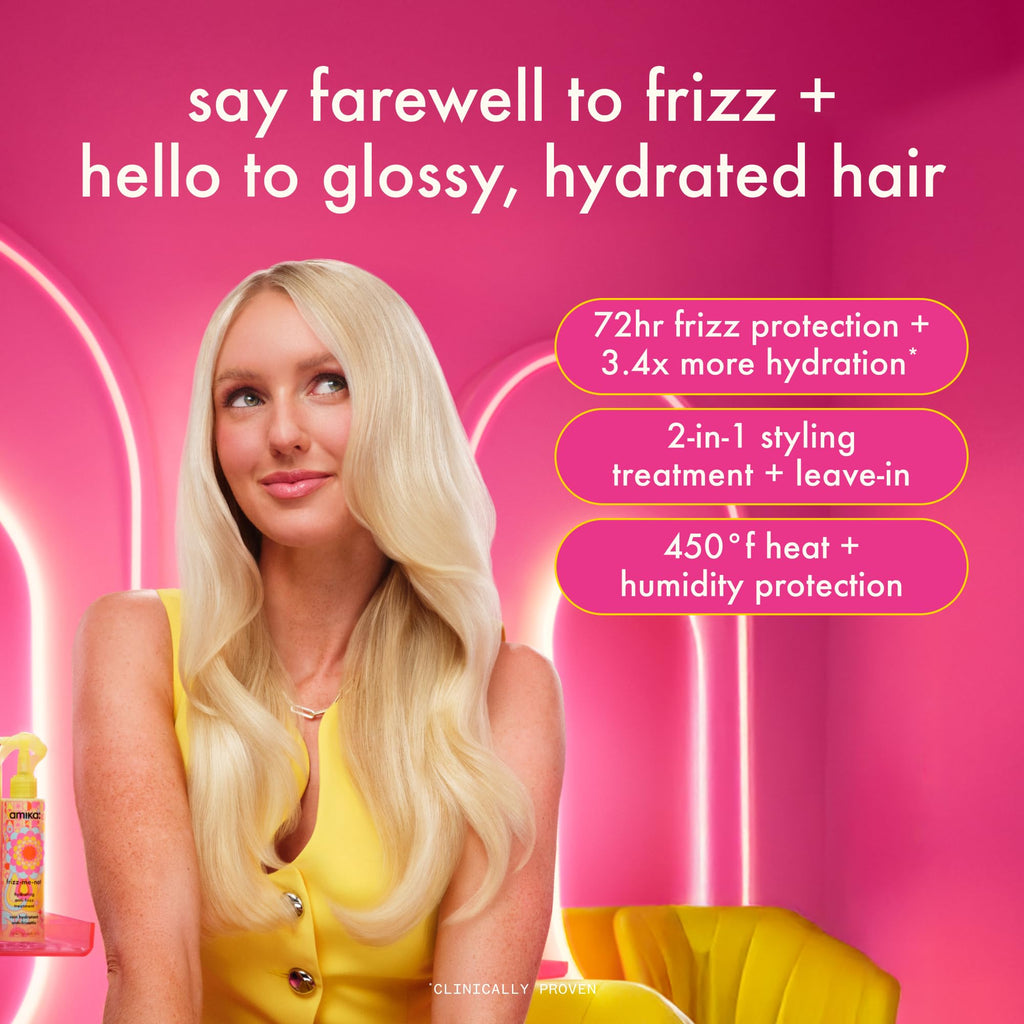 Amika Frizz-Me-Not Hydrating Anti-Frizz Treatment - Heat Activated Hair Spray - Humidity Shield, Heat Protection 60ml - New