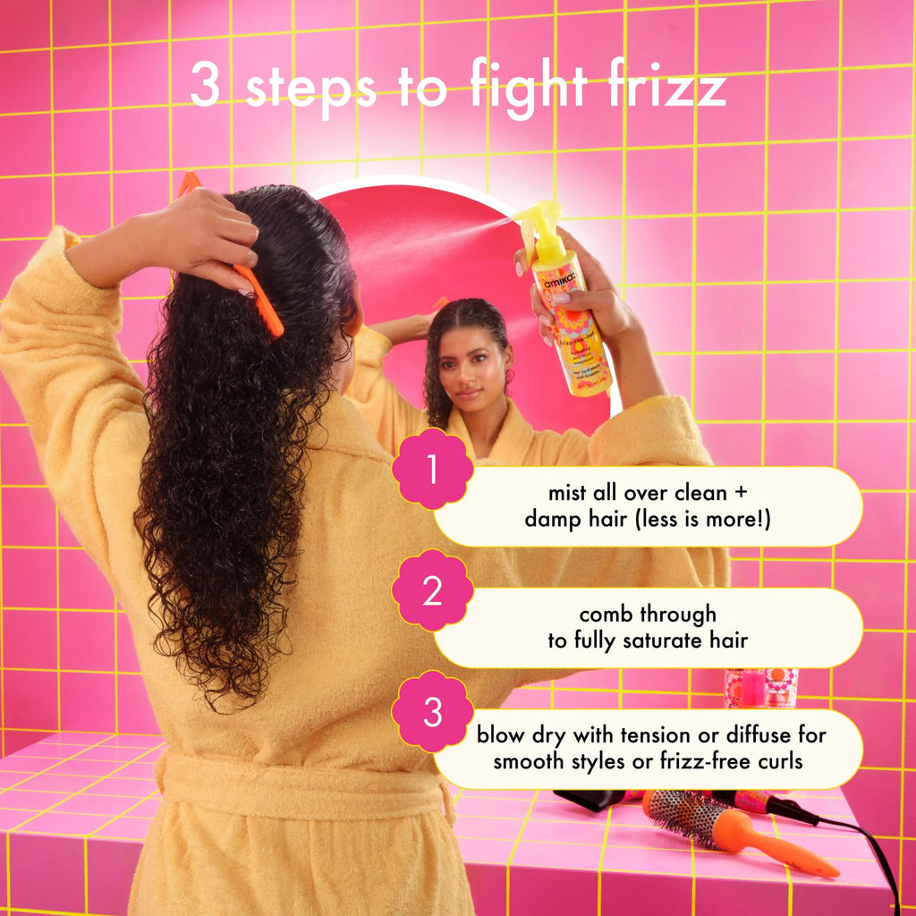 Amika Frizz-Me-Not Hydrating Anti-Frizz Treatment - Heat Activated Hair Spray - Humidity Shield, Heat Protection 60ml - New