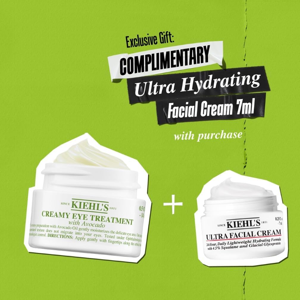 Kiehl's Creamy Eye Treatment with Avocado - Under Eye Cream - Hydrating Moisturiser 14ml + 7ml Duo Pack - New