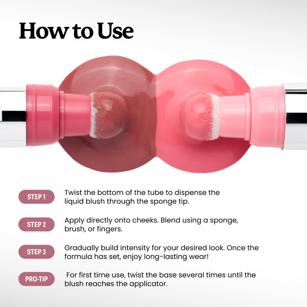 Sacheu Cheek STAY-N Liquid Blush - Soft Pink - Dewy Finish - I'm Cute - Long-Lasting Face Makeup - New