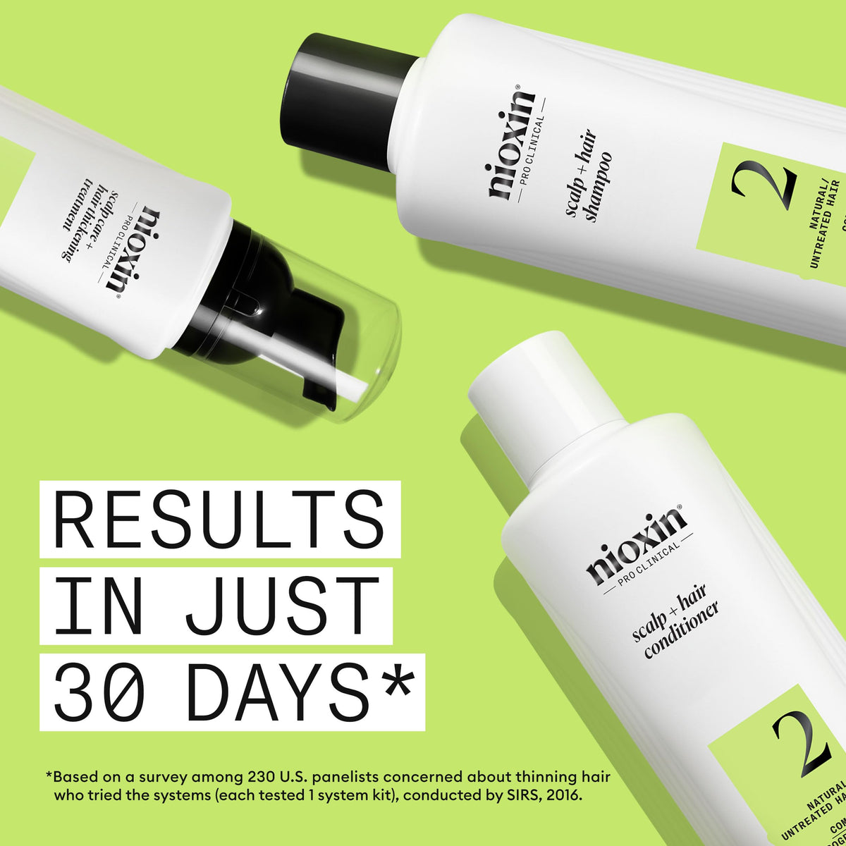 Nioxin System 2 Scalp & Hair Thickening Kit - Shampoo, Conditioner, Treatment - Natural Hair, Progressed Thinning 150+150+40ml - Damaged Box