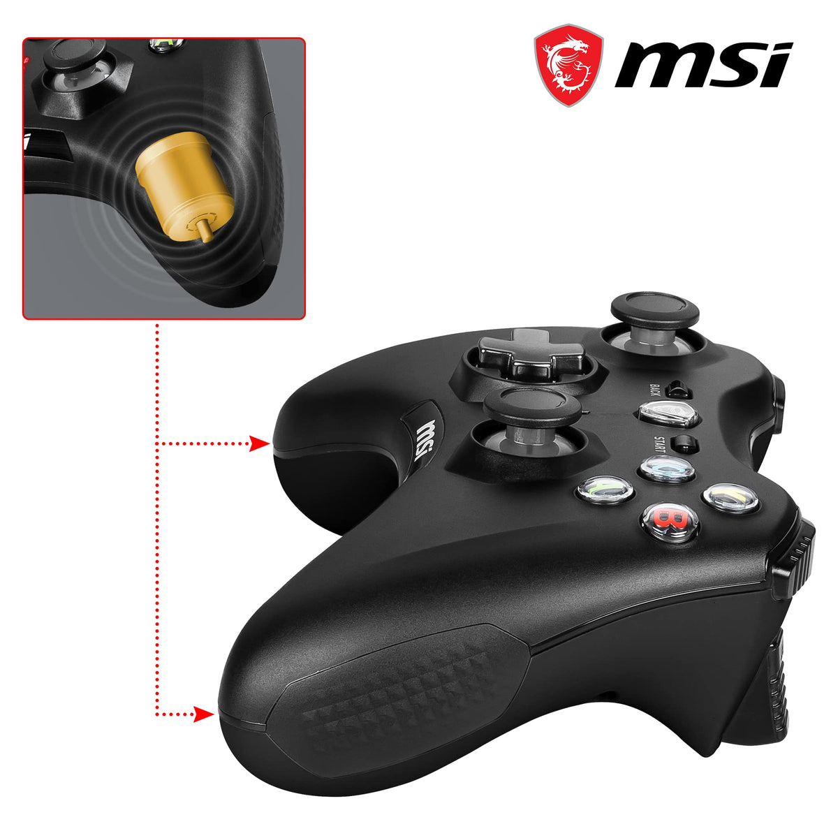 MSI FORCE GC30 V2 Wireless PC Gamepad Controller - 2.4 GHz, 600mAh, USB 2.0 Gaming Controller for PC - Like New