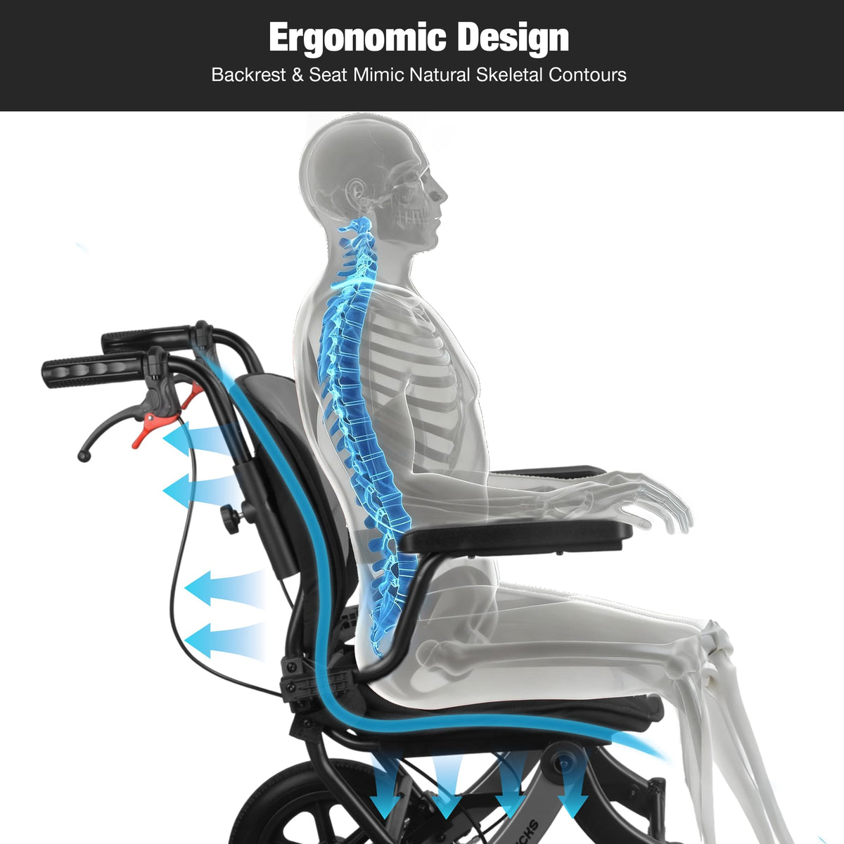 WHLICKS Lightweight Folding Transport Wheelchair - Portable Travel Chair Mobility Aid - Damaged Box