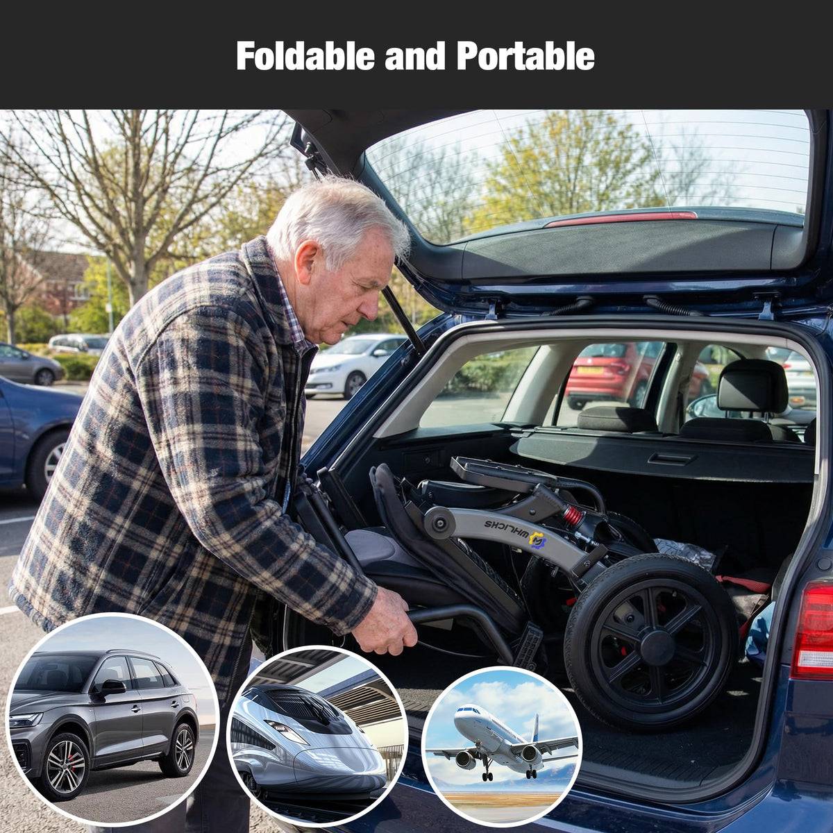WHLICKS Lightweight Folding Transport Wheelchair - Portable Travel Chair Mobility Aid - Damaged Box