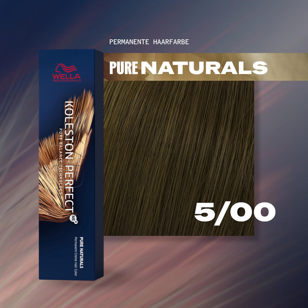 Wella Koleston Perfect ME+ Pure Naturals Permanent Hair Colour Cream 5/00 Light Brown Natural 60ml - Damaged Box