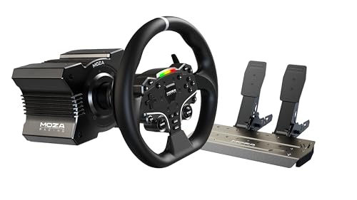 MOZA R5 Direct Drive Wheel Base & ES Steering Wheel - SR-P Lite 2-Pedal Set - Racing Simulator Bundle - New