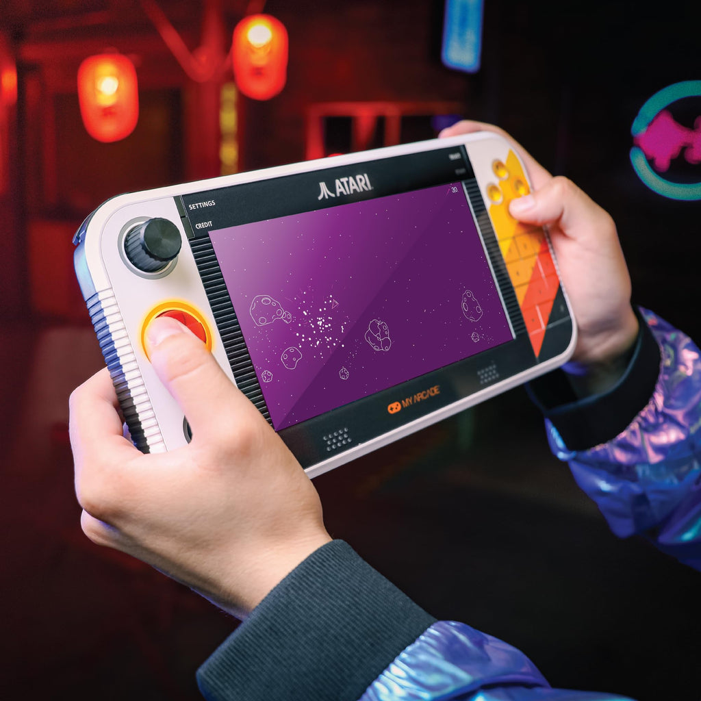MY ARCADE Atari Gamestation Go - Retro Portable Gaming Console - 200+ Games, 7-inch Screen, Wi-Fi, Rechargeable Battery - Like New
