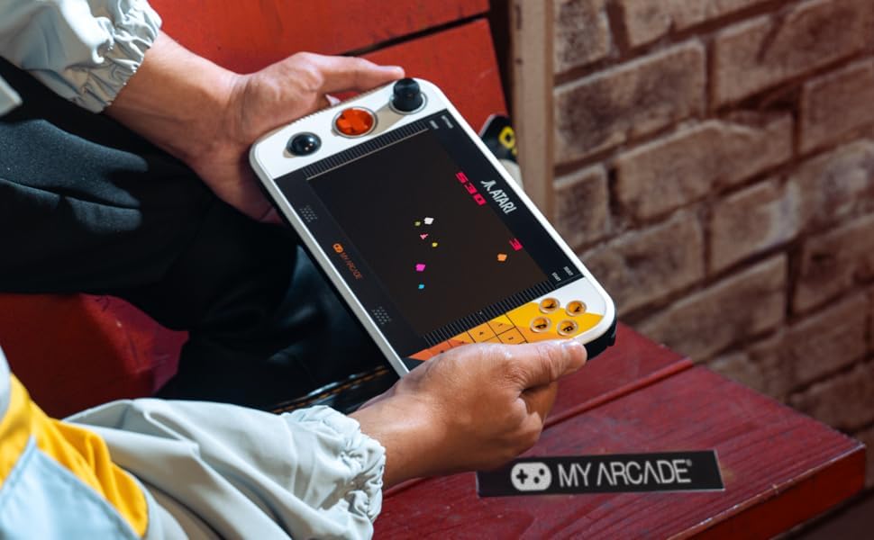 MY ARCADE Atari Gamestation Go - Retro Portable Gaming Console - 200+ Games, 7-inch Screen, Wi-Fi, Rechargeable Battery - Like New