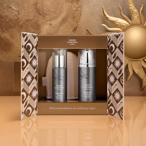 Sarah Chapman The Cleansing Trio Gift Set - Ultimate & Rapid Radiance Cleansers, Dual Cleansing Mitt - Skincare Kit for Women - New