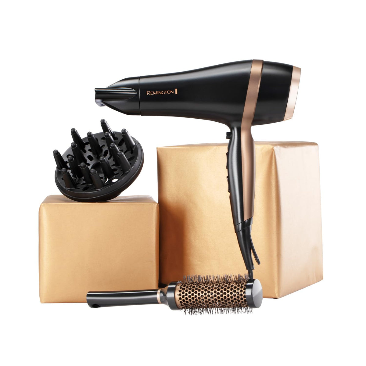 Remington Hair Dryer Gift Set - 2000W Ceramic Ionic Grille - Black Hairdryer with Accessories - Damaged Box