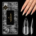 TOMICCA Long Almond Clear Press On Nails - 240pcs 12 Sizes Full Cover Nail Tips, Pre-shaped Half Matte Acrylic Kit - New