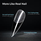 TOMICCA Long Almond Clear Press On Nails - 240pcs 12 Sizes Full Cover Nail Tips, Pre-shaped Half Matte Acrylic Kit - New