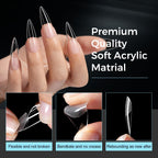 TOMICCA Long Almond Clear Press On Nails - 240pcs 12 Sizes Full Cover Nail Tips, Pre-shaped Half Matte Acrylic Kit - New