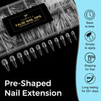 TOMICCA Long Almond Clear Press On Nails - 240pcs 12 Sizes Full Cover Nail Tips, Pre-shaped Half Matte Acrylic Kit - New