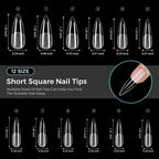TOMICCA Long Almond Clear Press On Nails - 240pcs 12 Sizes Full Cover Nail Tips, Pre-shaped Half Matte Acrylic Kit - New