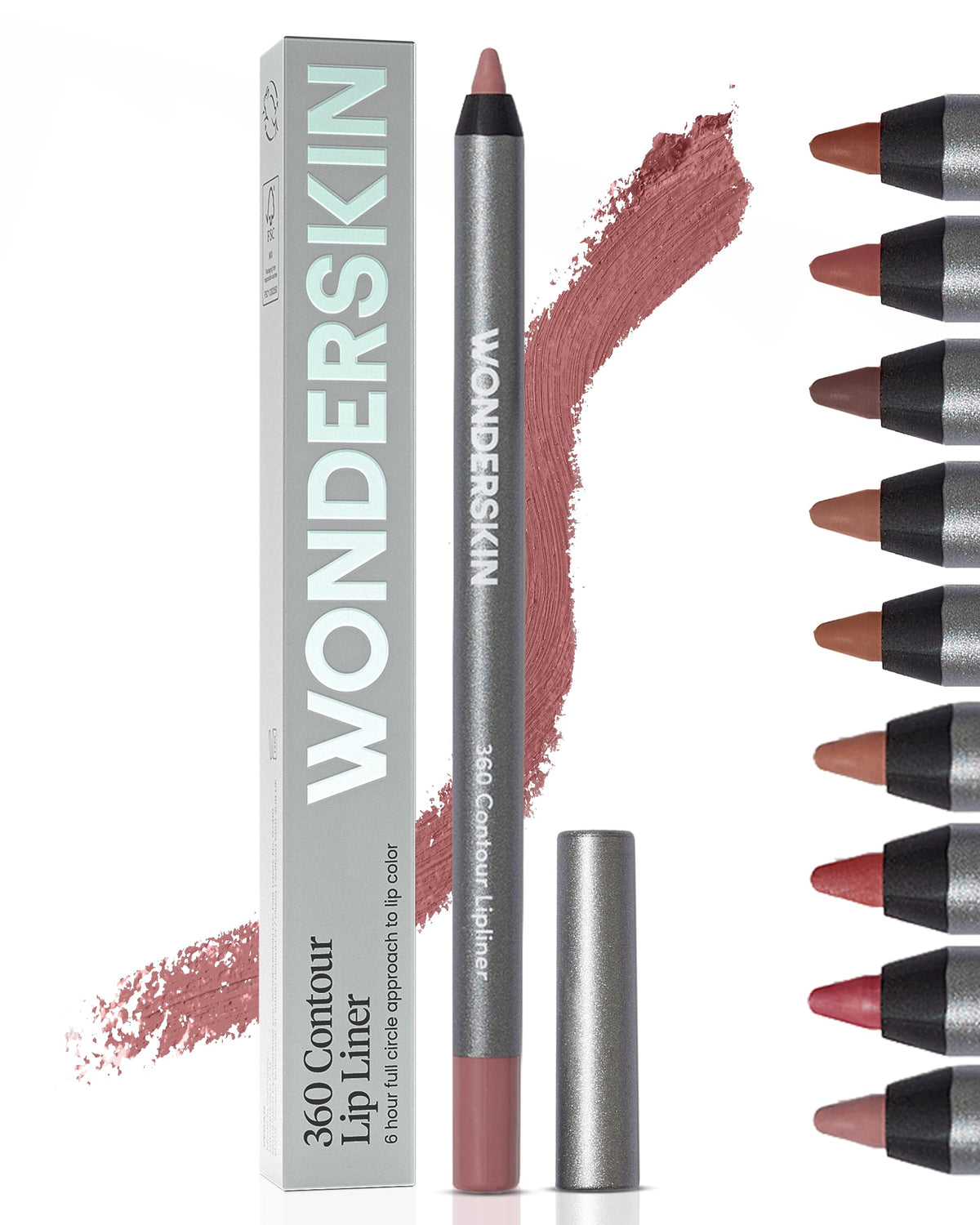Wonderskin Lip Liner Pencil - 360 Contour Lipliner, Long Lasting, Waterproof, Transfer-Proof Nude Blush - New