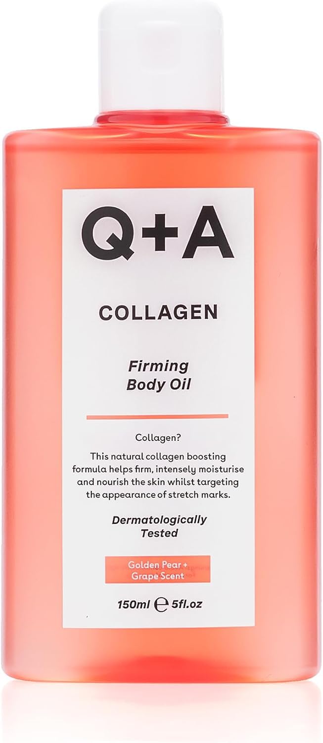 Q+A Collagen Body Oil 150ml - Nourishing Body Moisturiser for Skin Hydration & Firming - New