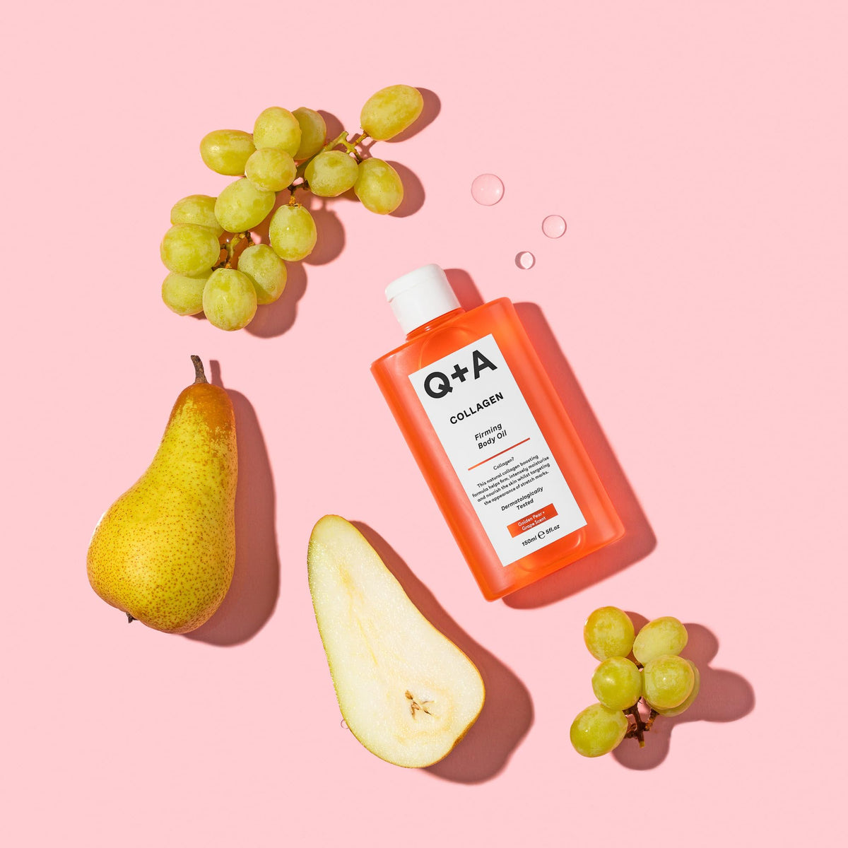 Q+A Collagen Body Oil 150ml - Nourishing Body Moisturiser for Skin Hydration & Firming - New