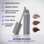 Wonderskin Eyebrow Stain & Go - Long-Lasting Smudge-Proof Brow Tint - Dark Brunette - Damaged Box