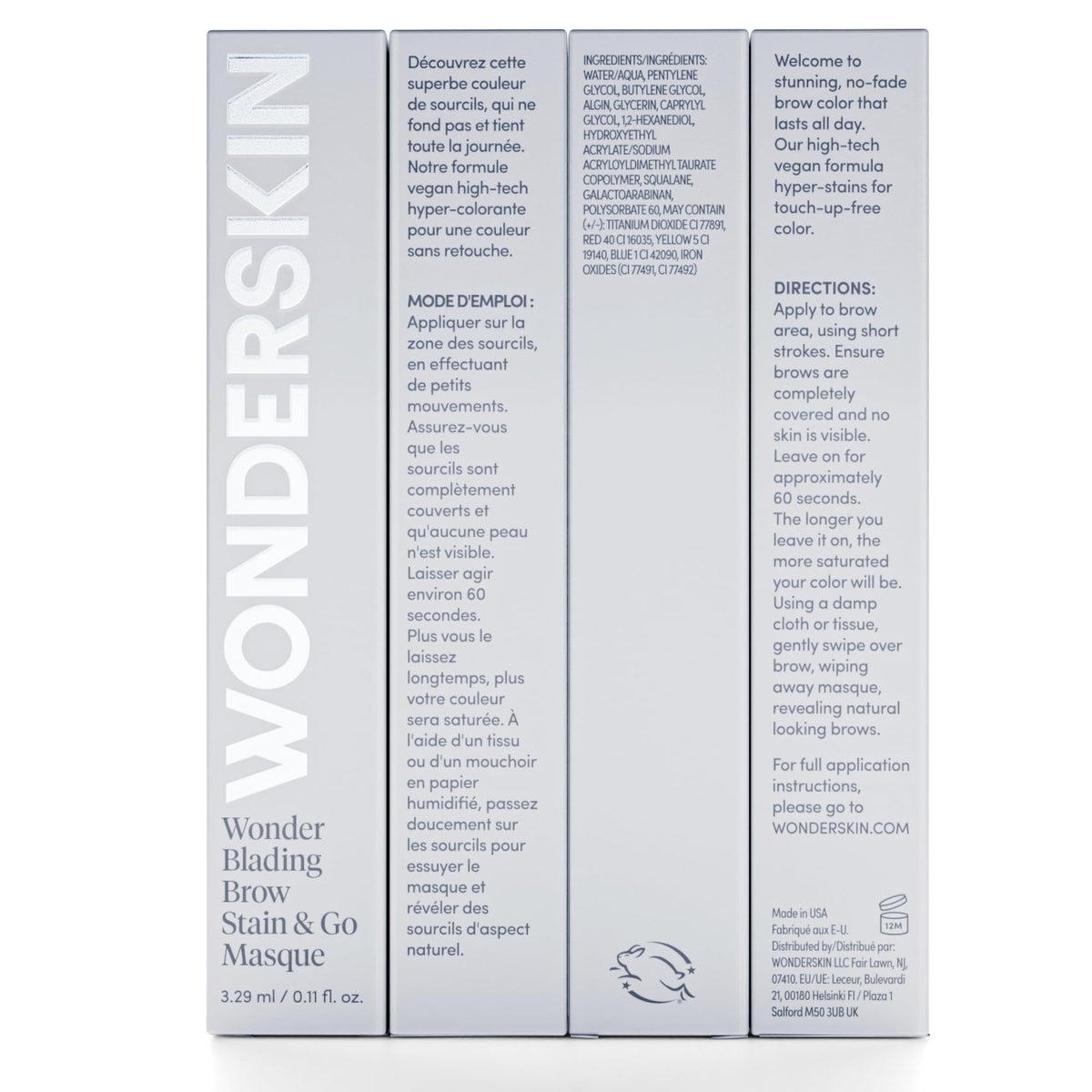 Wonderskin Eyebrow Stain & Go - Long-Lasting Smudge-Proof Brow Tint - Dark Brunette - Damaged Box