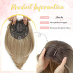 MORICHY Hair Topper for Thinning Hair - 6.5x6.5" Large Base Synthetic Hair Extension - Ombre Blonde with Dark Root Clip-in Fringe - Damaged Box
