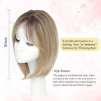 MORICHY Hair Topper for Thinning Hair - 6.5x6.5" Large Base Synthetic Hair Extension - Ombre Blonde with Dark Root Clip-in Fringe - Damaged Box