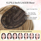 MORICHY Hair Topper for Thinning Hair - 6.5x6.5" Large Base Synthetic Hair Extension - Ombre Blonde with Dark Root Clip-in Fringe - Damaged Box
