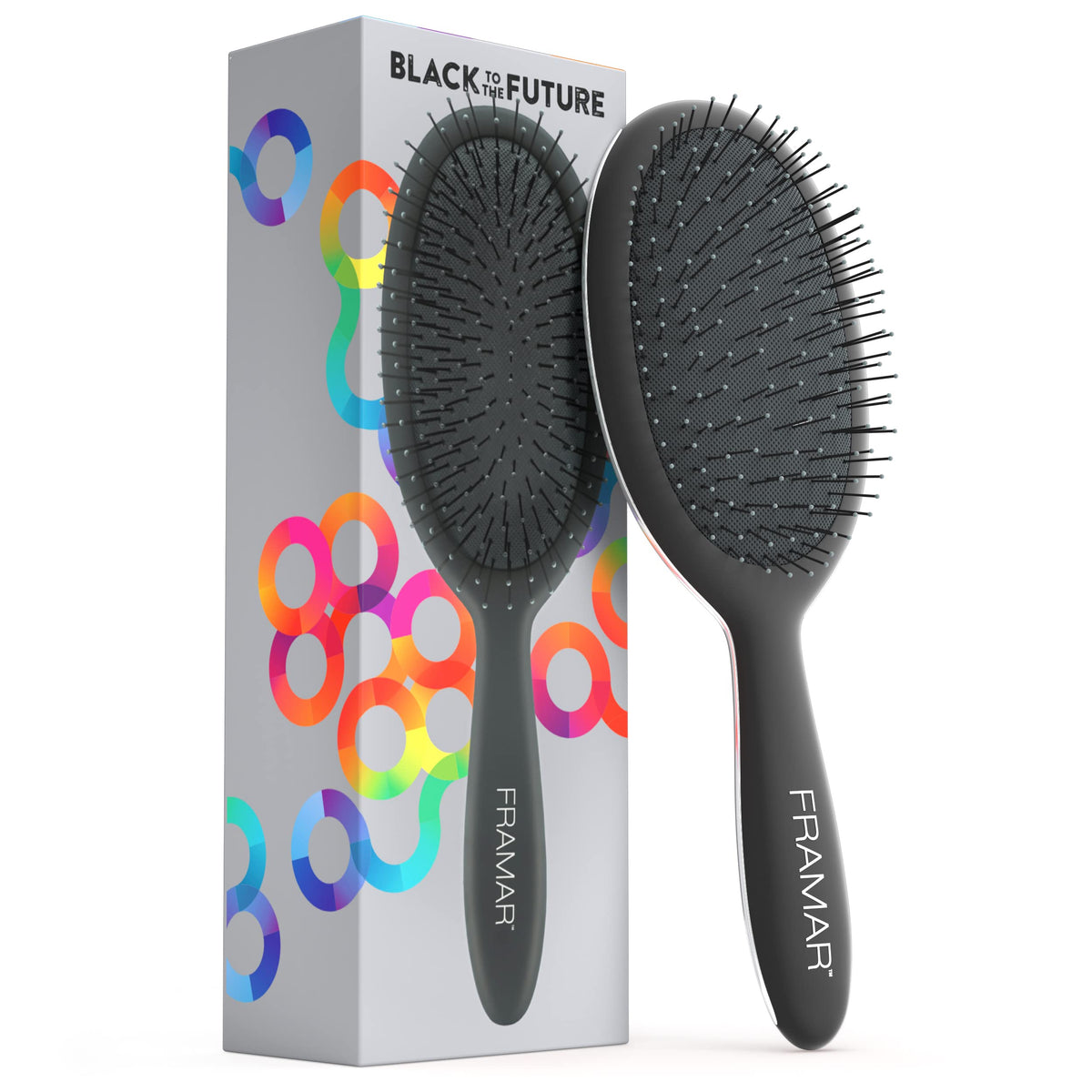 FRAMAR Detangle Hair Brush - Wet Hairbrush for Women, Black - Reduces Hair Breakage & Frizz - Damaged Box