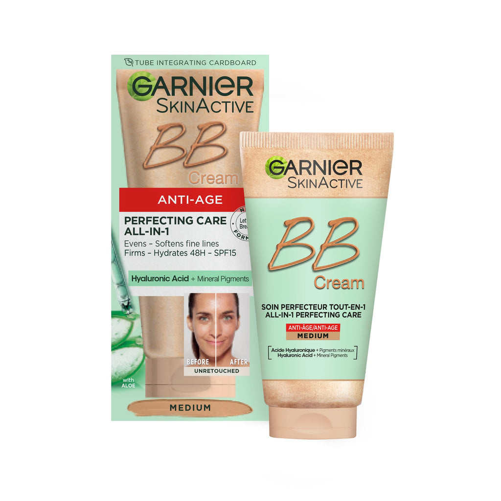 Garnier SkinActive Anti-Age BB Cream - Medium Shade - SPF15 - 50ml - Daily Face Moisturiser Foundation - New