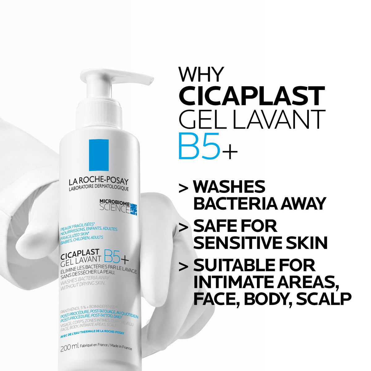 La Roche-Posay Cicaplast B5 Gentle Soothing Wash 200ml - Face & Body Cleanser for Sensitive Skin - New