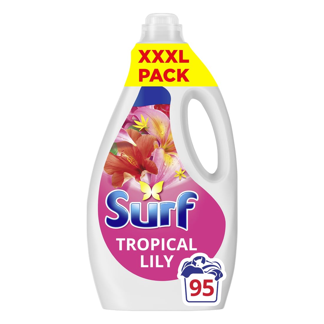 Surf Tropical Lily Laundry Washing Liquid Detergent - 95 Washes, 2.565L - with Natural Essential Oils, Long-Lasting Fragrance - New