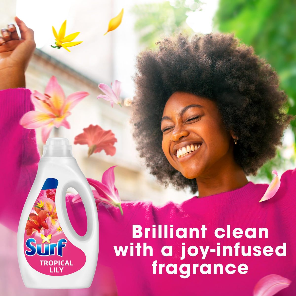 Surf Tropical Lily Laundry Washing Liquid Detergent - 95 Washes, 2.565L - with Natural Essential Oils, Long-Lasting Fragrance - New