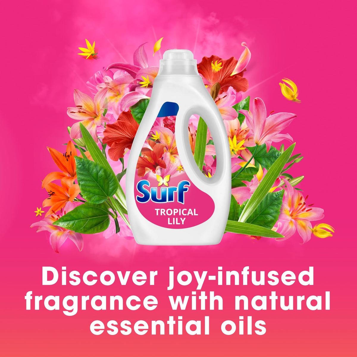 Surf Tropical Lily Laundry Washing Liquid Detergent - 95 Washes, 2.565L - with Natural Essential Oils, Long-Lasting Fragrance - New